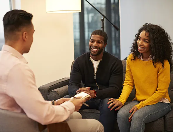 Couple learning communication skills to navigate everyday conflict