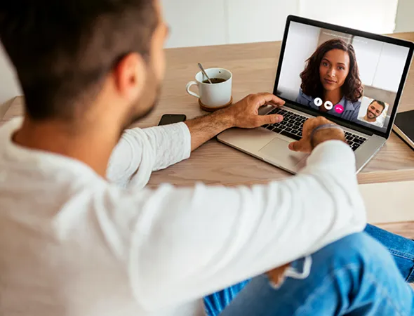 Couple practicing communication skills during an online coaching session