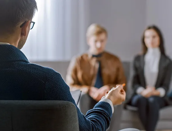 Couple discussing relationship pressures common to Seattle, WA
